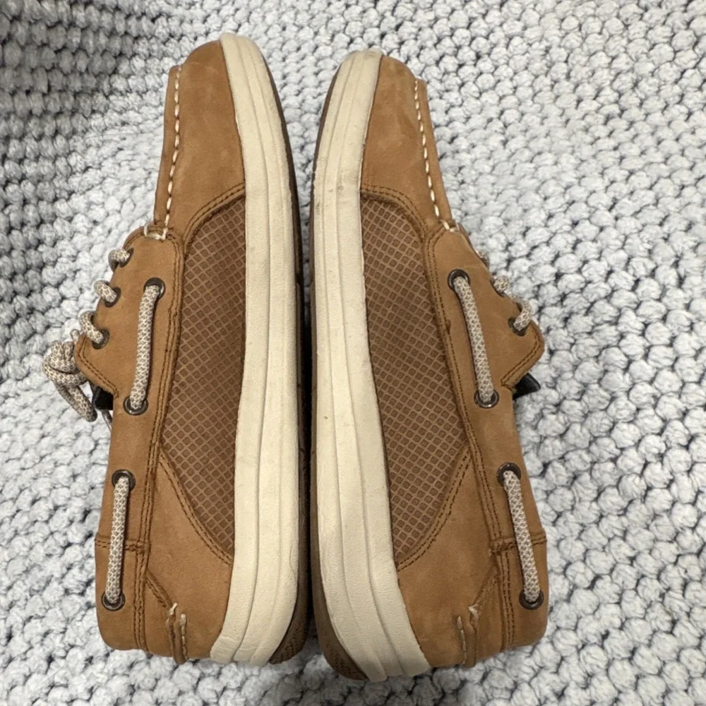 Sperry Gamefish Jr. Boys Boat Shoes Brown Leather Lace-Up US 5.5M YB56564